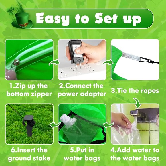 St Patricks Day Inflatables Outdoor Decor with Leprechauns and Rainbows - Picture 7 of 9